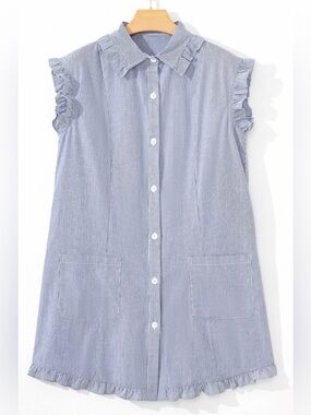 Mod Boutique Blue Striped Sleeveless Dress with  Size Small‎